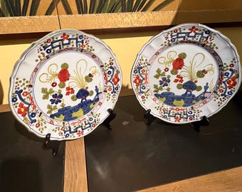 Vintage Italian Faenza Garofano Blue Carnation Dinner Plate 10.5” Hand Painted Majolica Ceramic