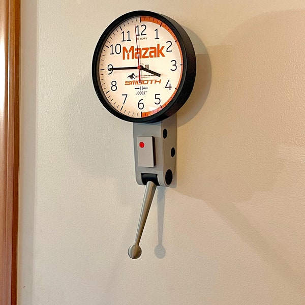 Custom Mazak Style, 8 Inch Dial Test Indicator Wall Clock, Great Gift for Machinist / Engineer / CNC Manufacturing or Setup Tech