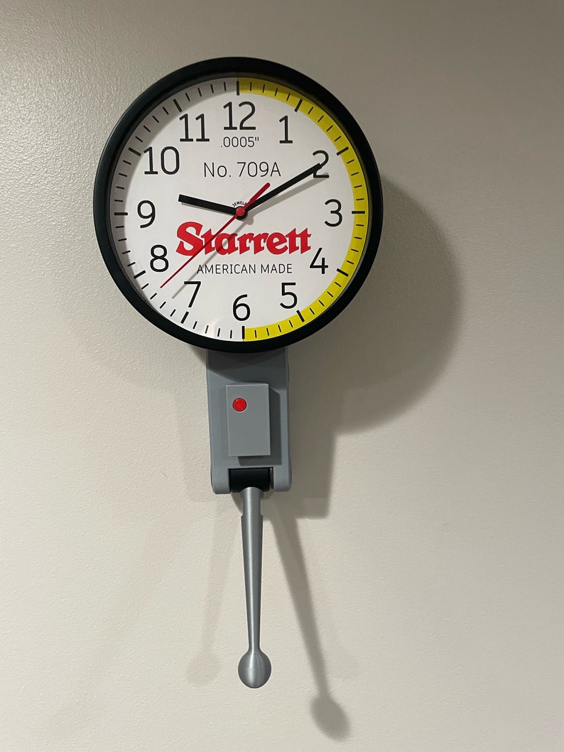 8 Inch Dial Test Indicator Wall Clock, Great Gift for Machinist / Engineer / CNC Manufacturing or Quality Tech Customization Available YELLW WHITE STARRETT