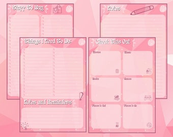 Planner/Bullet Journal Page - List Bundle - Pink Happy Frog Design
