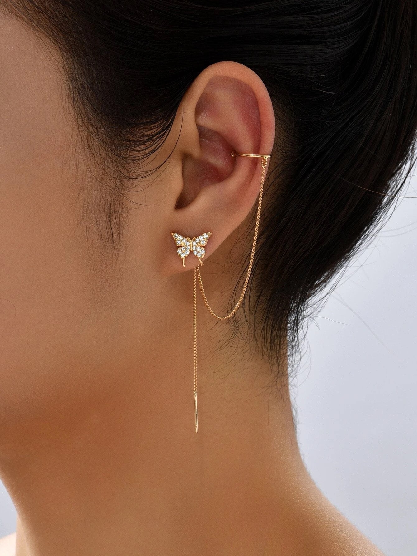 EAR CUFF CHAIN EARRINGS - GOLD – FALA Jewelry