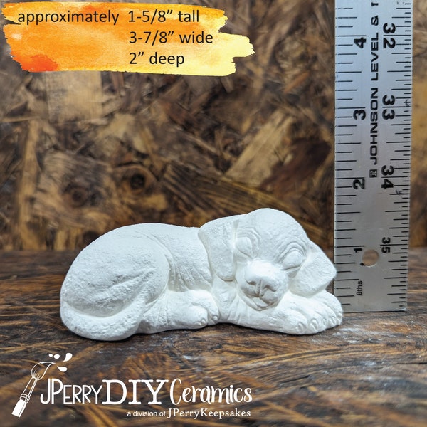 Ready to Paint SMALL Playful Puppy Sleeping, Ceramic Bisque DIY Dog Collectibles Pet Décor