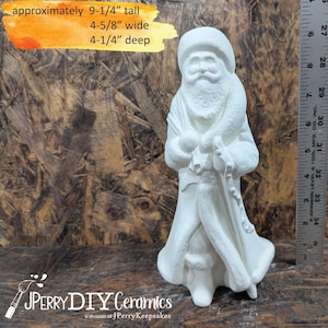 Ready to Paint Old World Santa with Bells, Classic Style Santa, Father Christmas, Ceramic Bisque DIY Santa Christmas Decor