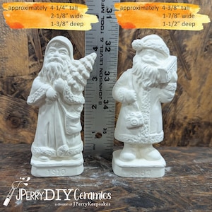 SMALL Ready to Paint Old World Santa Set 1910 and 1987 Collectible Santas Ceramic Bisque DIY Santa Christmas Decor