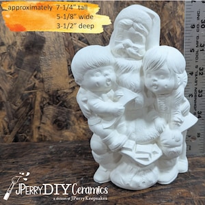 Ready to Paint American Style Santa with Children, Sitting Santa with Kids, List for Santa, Ceramic Bisque DIY Santa Claus Christmas Decor