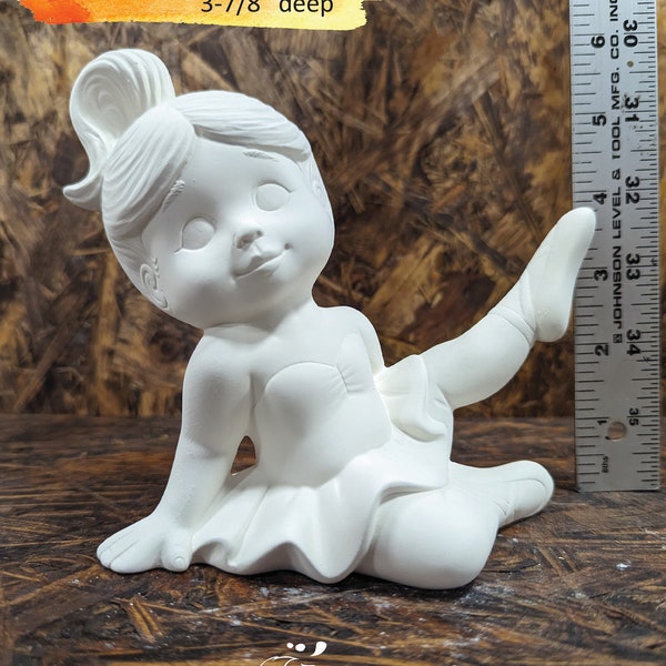 Ready to Paint Ballerina Girl Sitting, Ceramic Bisque DIY Dancing Ballerinas Figurines