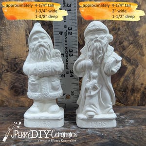 SMALL Ready to Paint Old World Santa Set 1860 and 1885 Collectible Santas Ceramic Bisque DIY Santa Christmas Decor