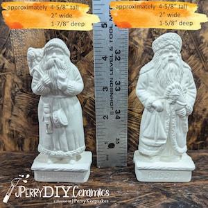 SMALL Ready to Paint Old World Santa Set Hungary and Russia Collectible Santas Ceramic Bisque DIY Santa Christmas Decor