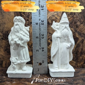 SMALL Ready to Paint Old World Santa Set Austria and Polland Collectible Santas Ceramic Bisque DIY Santa Christmas Decor