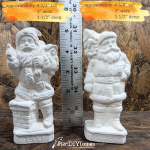 SMALL Ready to Paint Old World Santa Set 1899 and 1918 Collectible Santas Ceramic Bisque DIY Santa Christmas Decor