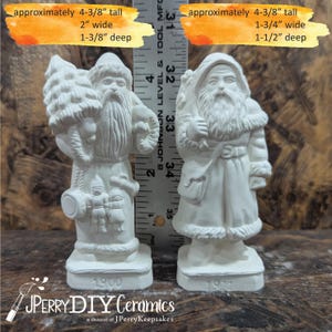 SMALL Ready to Paint Old World Santa Set 1900 and 1911 Collectible Santas Ceramic Bisque DIY Santa Christmas Decor
