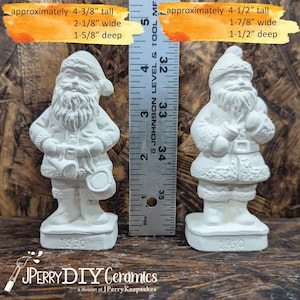 SMALL Ready to Paint Old World Santa Set 1930 and 1950 Collectible Santas Ceramic Bisque DIY Santa Christmas Decor