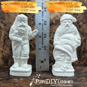 SMALL Ready to Paint Old World Santa Set 1867 and 1913 Collectible Santas Ceramic Bisque DIY Santa Christmas Decor