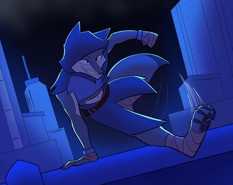 Stampa artistica Urban Furry: Coyote Parkour (Stampa digitale)