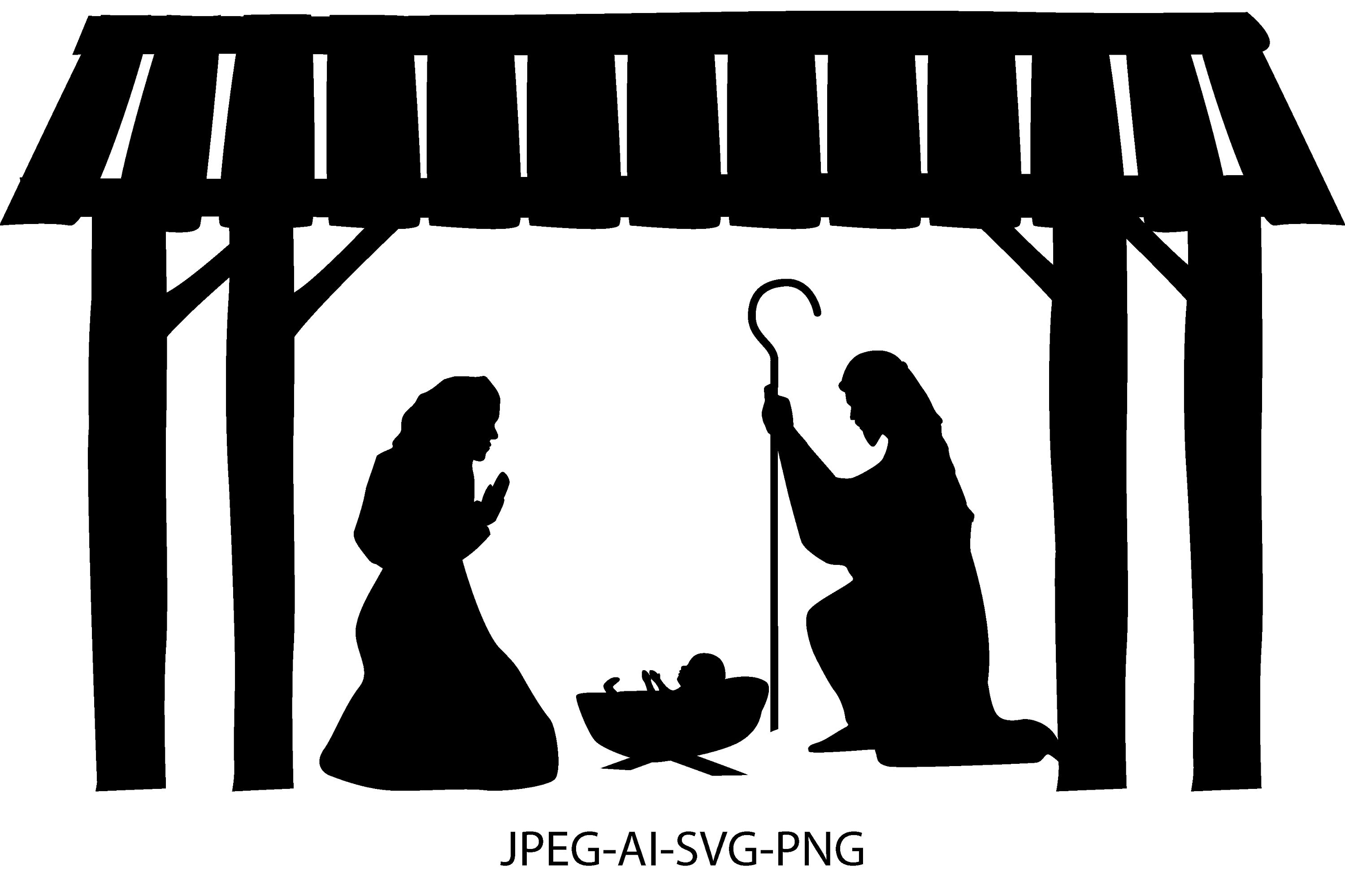 Nativity in Black and White Instant Downloads SVG PNG AI Etsy