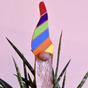 Gay Pride, Rainbow Flag, Gnome, Plant, Garden, Plant Sitter, LGBTQIA, Clay, Pottery, PFlag, Colorful, Gift, Yard Art, Ceramic, Tomte image 1