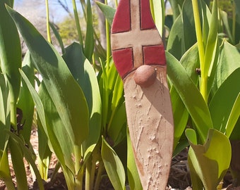 Denmark, Flag, Danish, Gnome, Plant, Garden, Plant Sitter, Colorful, Clay, Pottery, Scandinavian, Colorful, Gift, Yard Art, Ceramic, Tomte