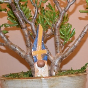 Swedish, Flag, Gnome, Plant, Garden, Plant Sitter, Colorful, Clay, Pottery, Scandinavian,Flag, Colorful, Gift, Yard Art, Ceramic, Tomte image 4