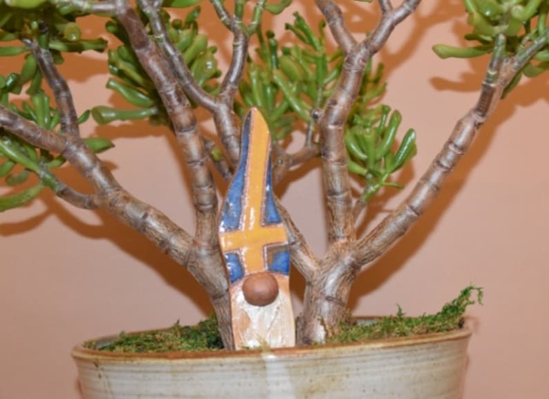 Swedish, Flag, Gnome, Plant, Garden, Plant Sitter, Colorful, Clay, Pottery, Scandinavian,Flag, Colorful, Gift, Yard Art, Ceramic, Tomte image 4