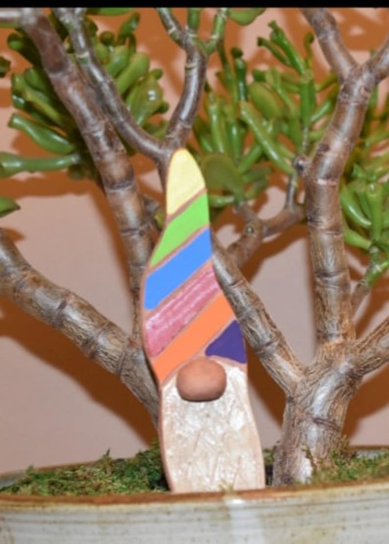 Gay Pride, Rainbow Flag, Gnome, Plant, Garden, Plant Sitter, LGBTQIA, Clay, Pottery, PFlag, Colorful, Gift, Yard Art, Ceramic, Tomte image 3
