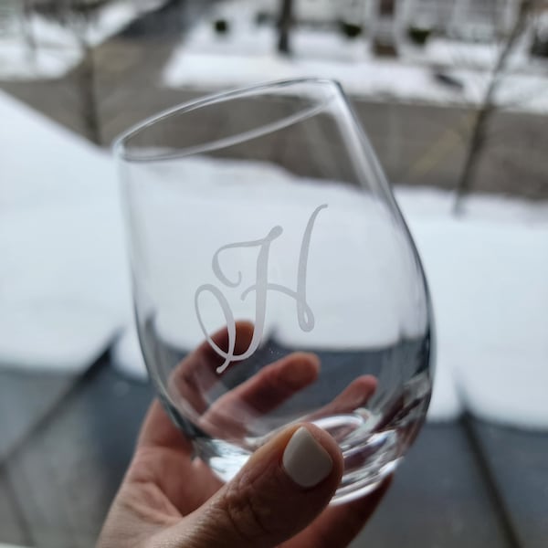 Initial Wine Glasses Etsy