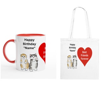 birthday mug personalised with a free personalised  bag gift