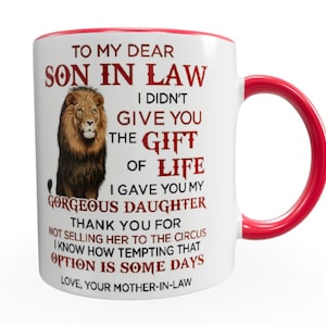 Mug to my son in law , from mother in law , Red