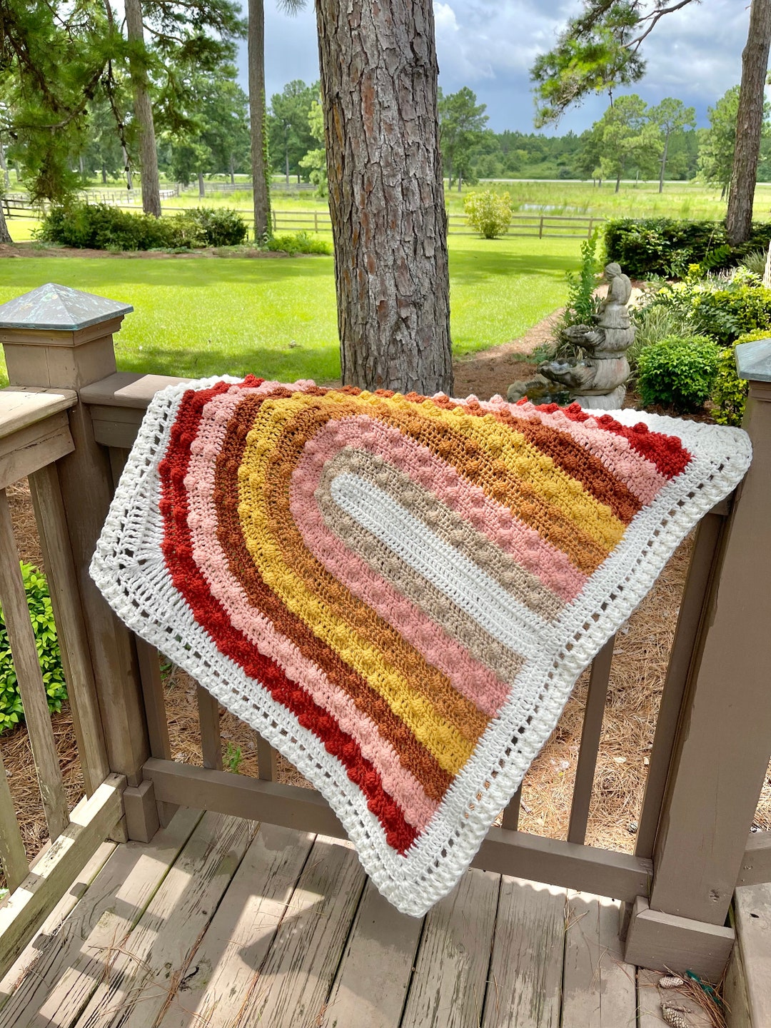 Crocheted Rainbow Baby Blanket Etsy