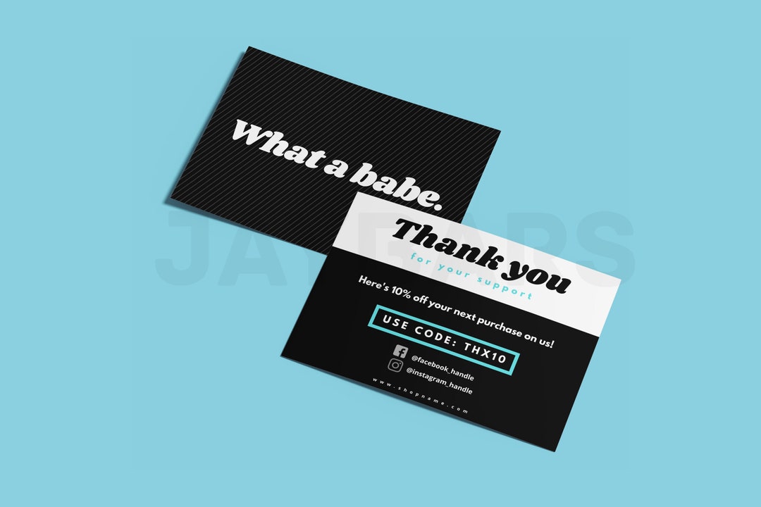 PRINTABLE Thank You Business Card CANVA Template What A Babe Coupon