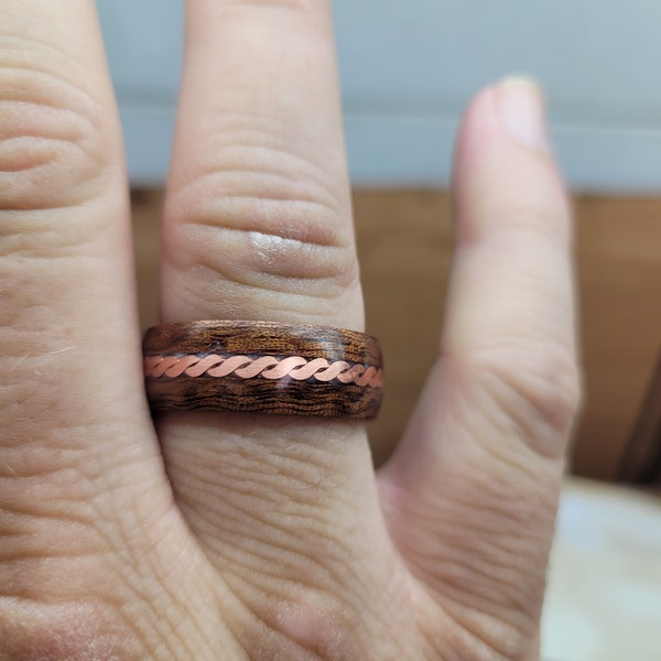 Copper and Exotic Wood Ring
