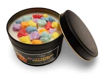 Fruity Pebbles Type Scented Candle with 180g of wax - tin size 8oz