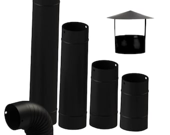 Kit de tubería de estufa negra de 5,12 pulgadas, codo de 90 grados y tapa