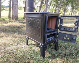 Estufa de hierro fundido para caravana: Mini estufa de leña y carbón para tiendas de campaña.