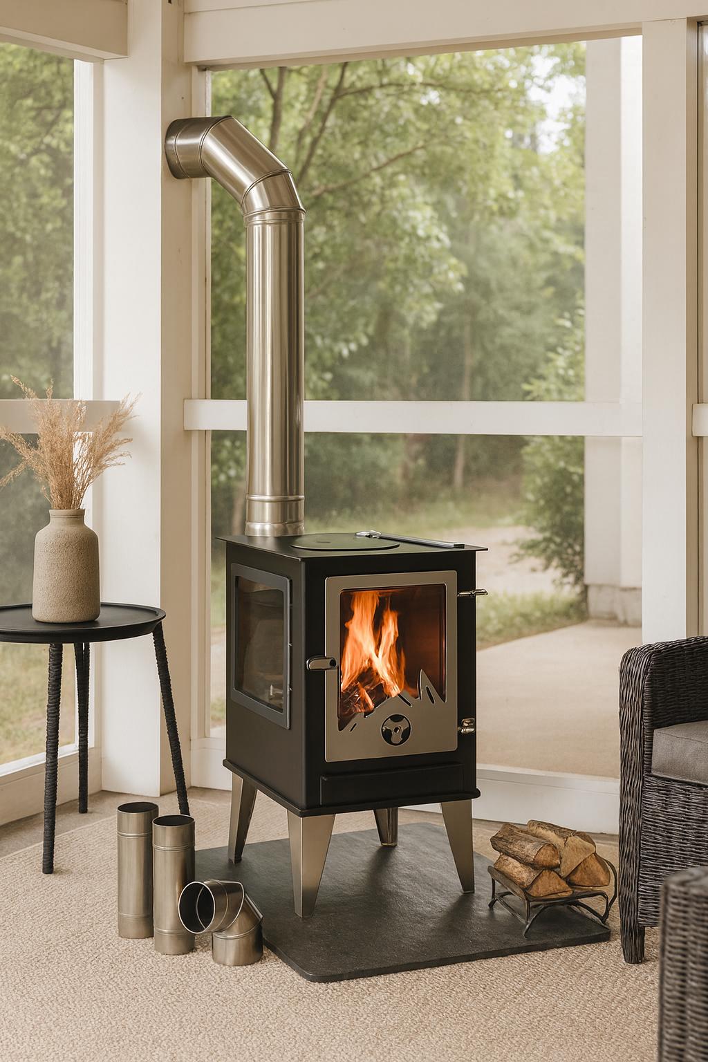 Compact Wood Burning Stove: Off-grid Heating Solution, Camping Log