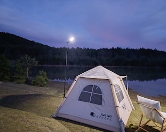 Lámpara solar de camping y poste de 3 m: iluminación exterior con control remoto