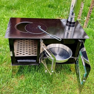 Wood stove with oven, portable oven stove, wood burning stove, cooking stove, outdoor stove with oven