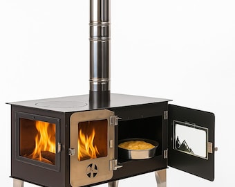 Estufa de leña con horno: cocina y calefacción portátil