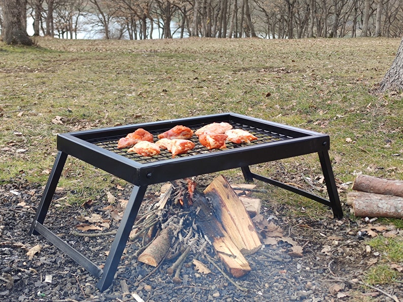 Camping Over The Fire Cooking Grate QiangNi Portable Swivel