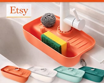 Silicone Sink Soap & Sponge Holder Mat · Drip Tray Organizer · Faucet Splash Guard