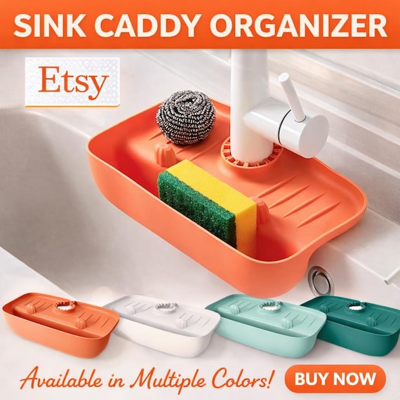 Silicone Sink Soap & Sponge Holder Mat · Drip Tray Organizer · Faucet Splash Guard