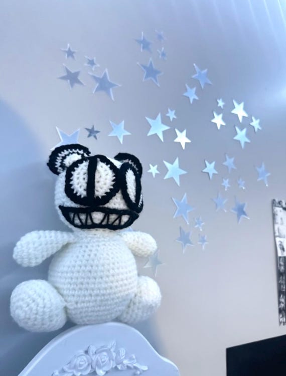 Handmade Crochet Radiohead-inspired Bear | Unique Fan Art Plushie