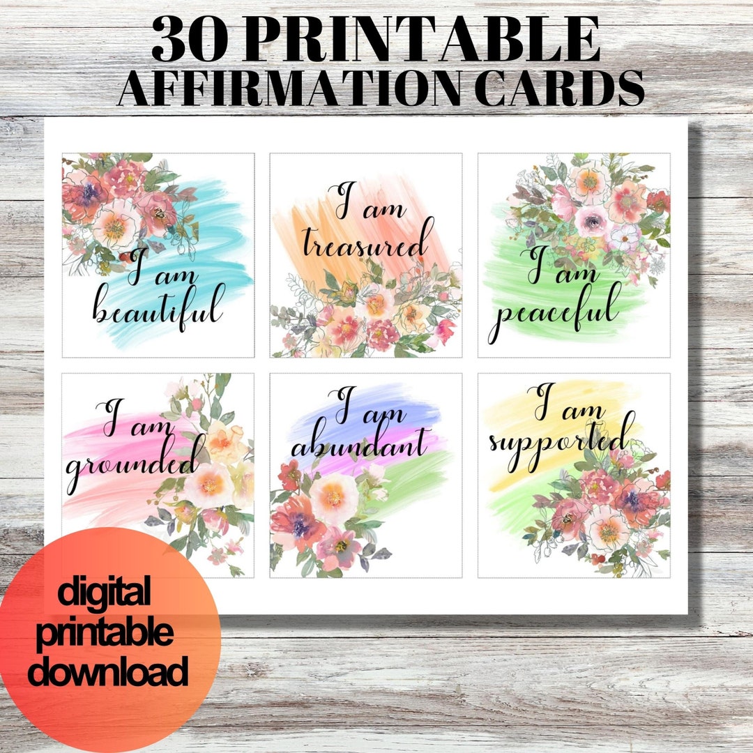 30 Positive Affirmation Card Deck, Vision Board Printables, Cards for ...