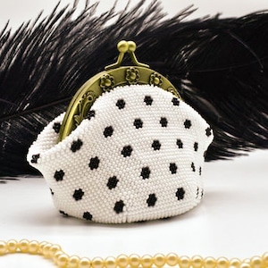 Bead crochet pattern for beaded coin purse Polka dots beading tutorial