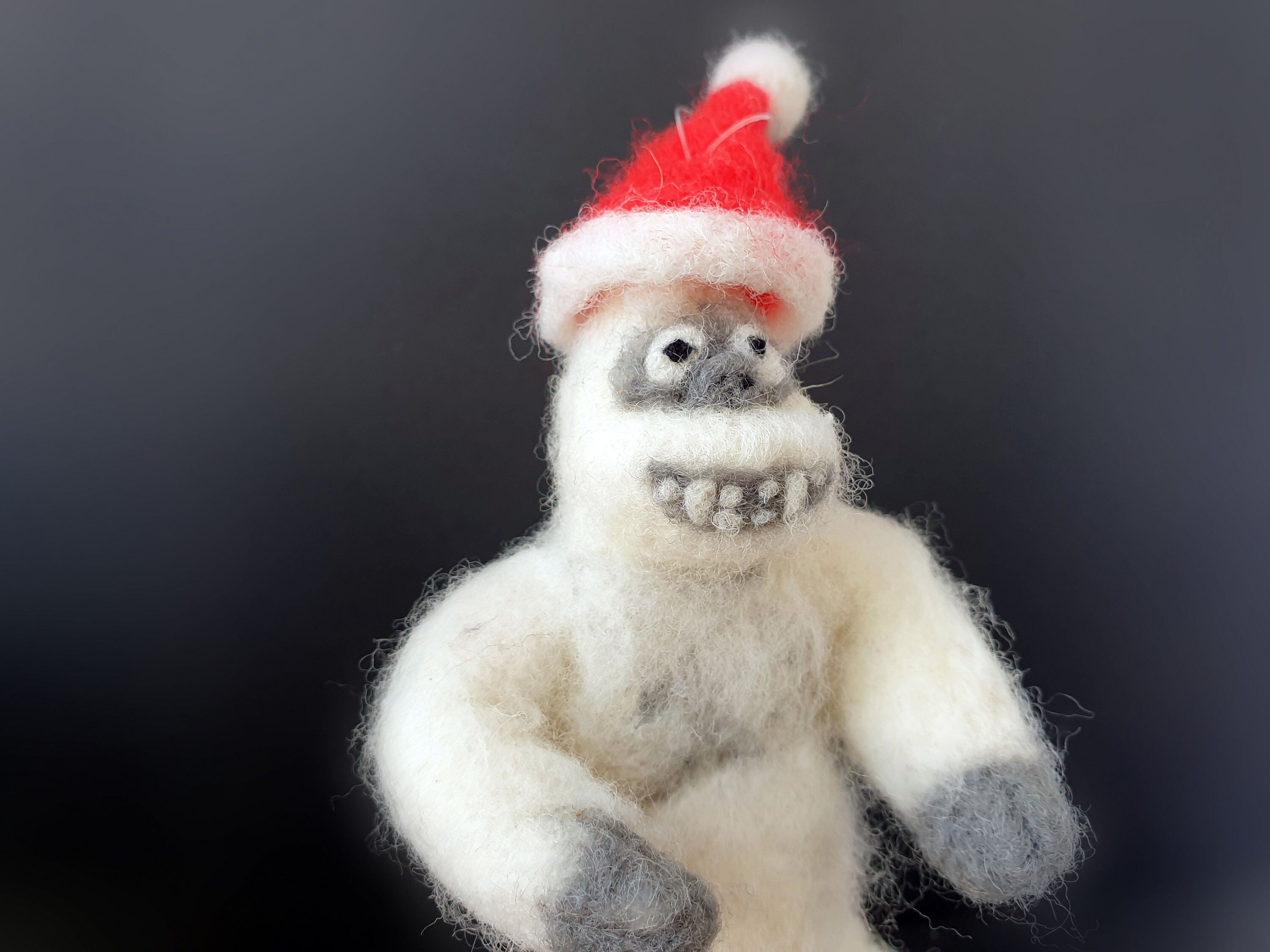 Christmas Tree Topper Felted Bigfoot Vintage Christmas Ornament Wool Yeti Christmas Tree Topper