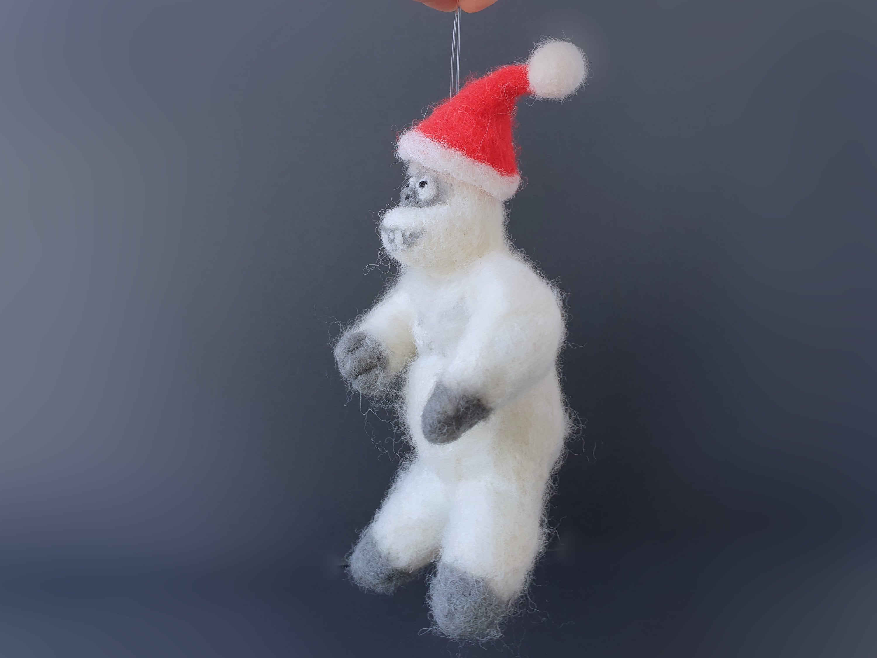 Christmas Tree Topper Felted Bigfoot Vintage Christmas Ornament Wool Yeti Christmas Tree Topper