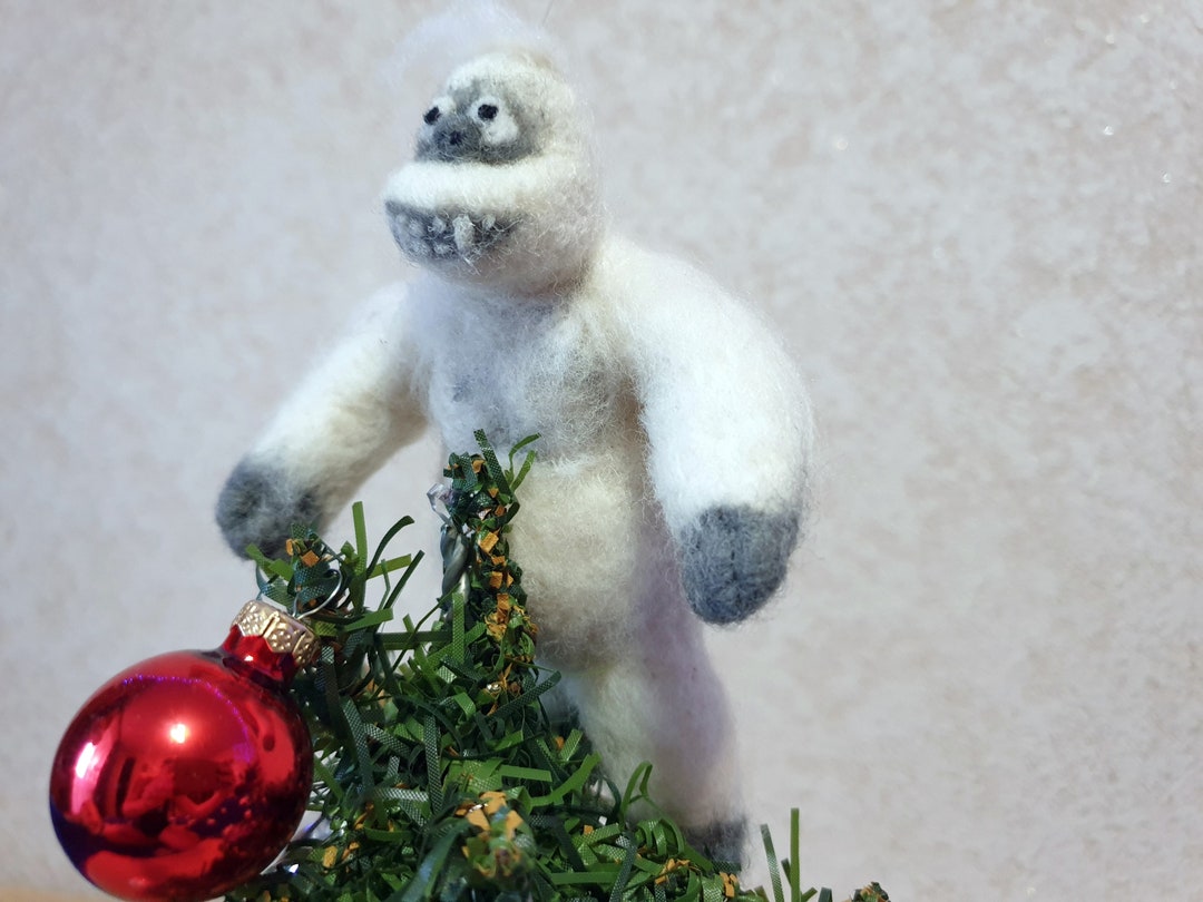 Christmas Tree Topper Needle Felted Abominable Snowman Vintage