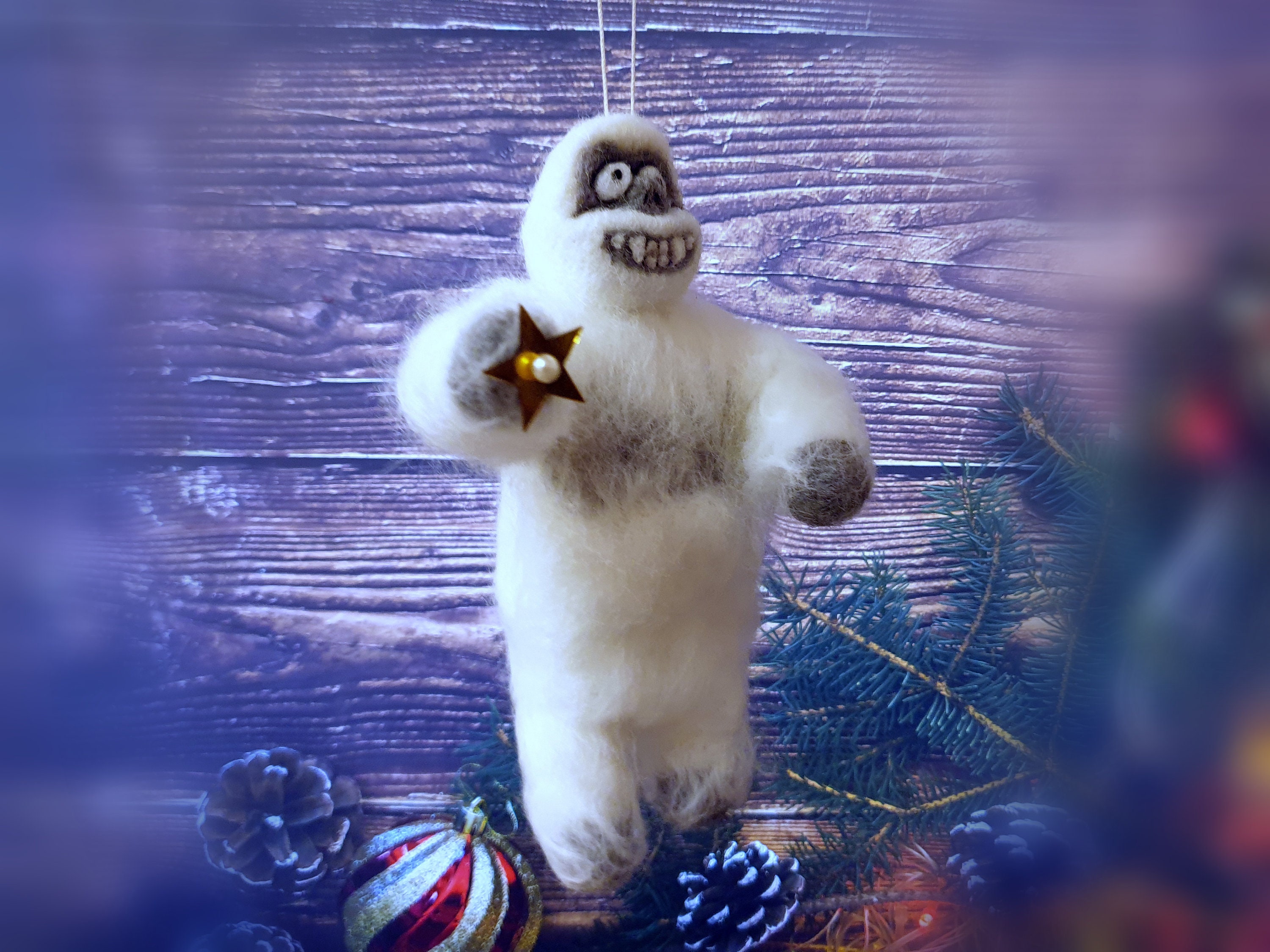 Abominable Snowman Figurine Yeti Ornament Christmas Tree Decoration