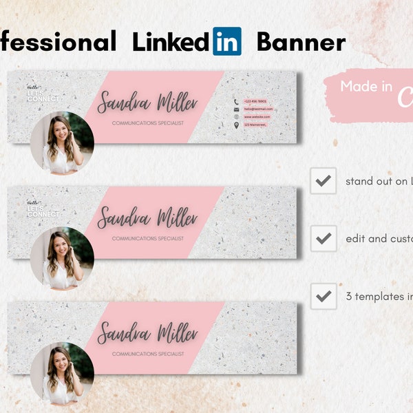 Professional LinkedIn Banner Template - editable, on Canva