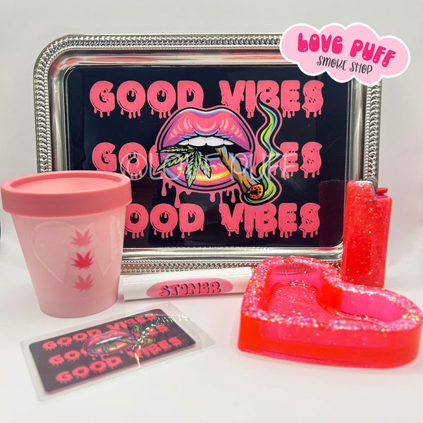 GOOD VIBES Rolling Tray Set | Perfect Gift