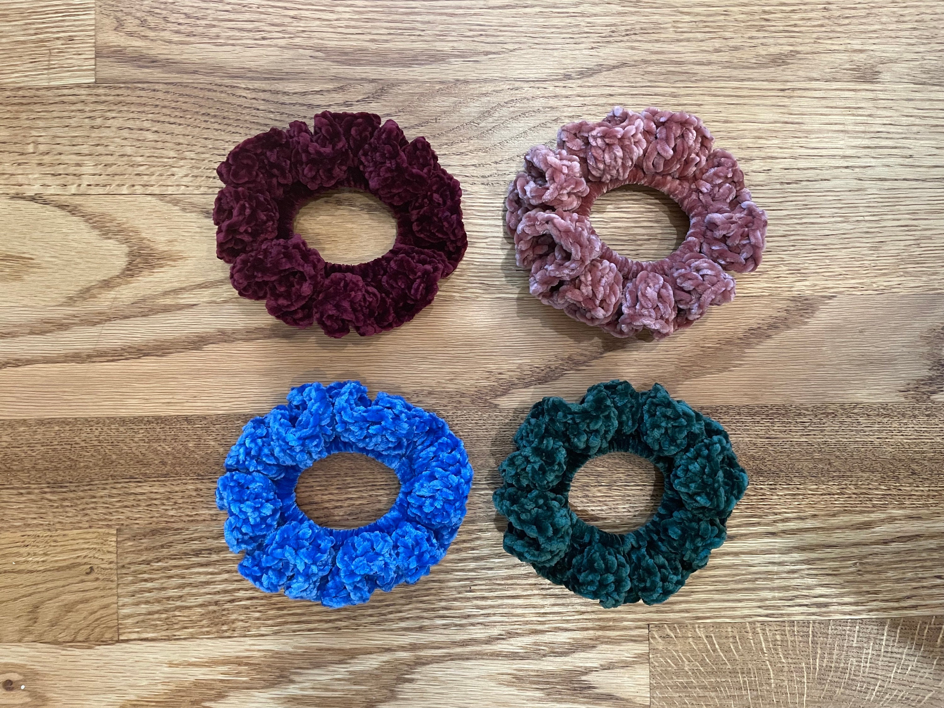 Lot De 3 Scrunchies Crochet Main Pastel - Fait Main, Sans étiquette, Pour Femme
